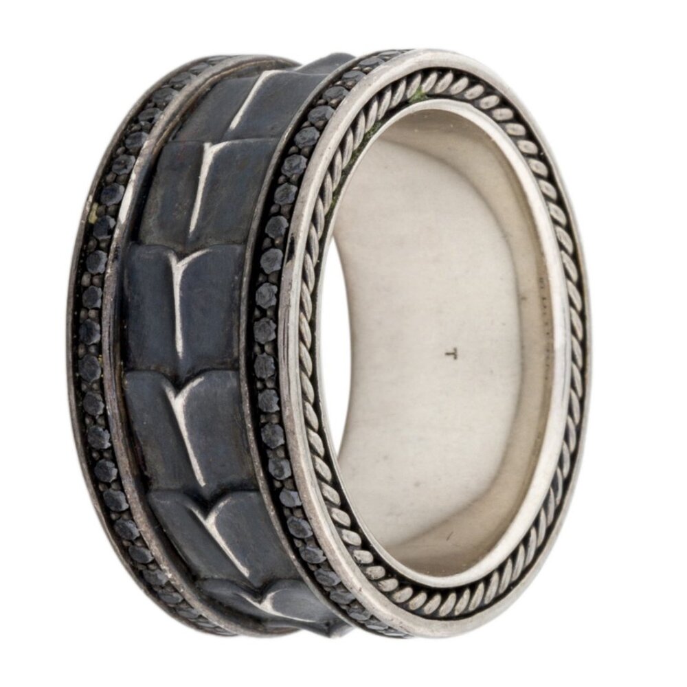 DAVID YURMAN STERLING SILVER 925 ARMORY DIAMOND BAND RING - Picture 6 of 9